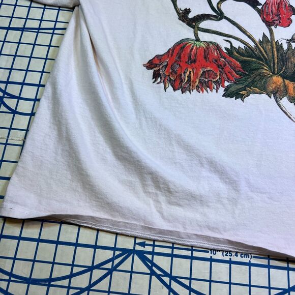 Vtg Stüssy Withered Flower Graphic T-Shirt Size Large White Pink Short Sleeve - Picture 9 of 13